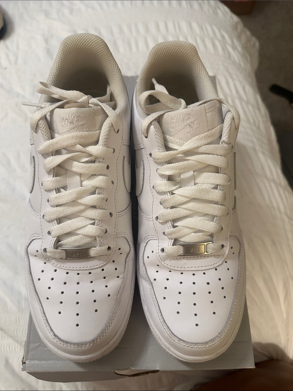 Nike White Air Force 1’s Low-Top Leather Sneakers